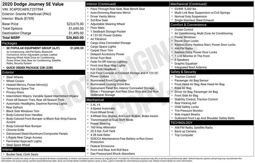 2020 Dodge Journey SE Value