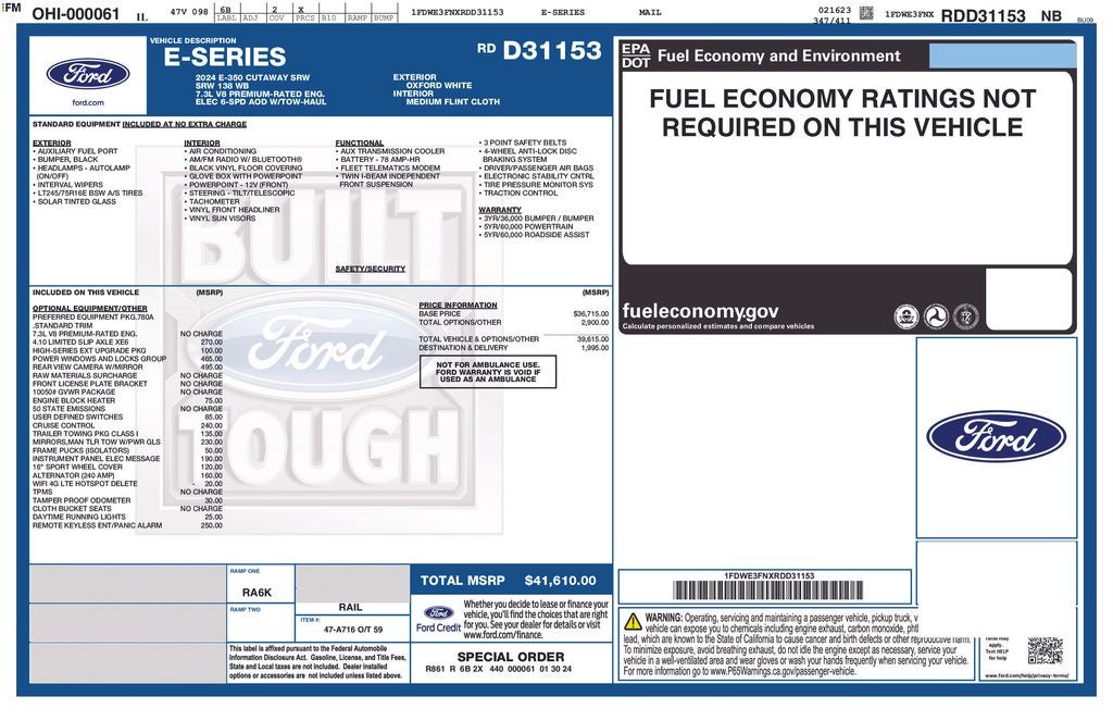 2024 Ford E-350SD Base Cutaway