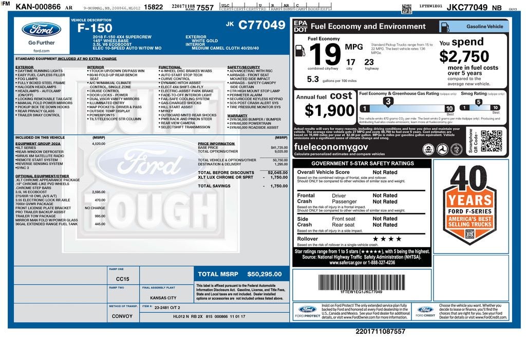 2018 Ford F-150 XLT