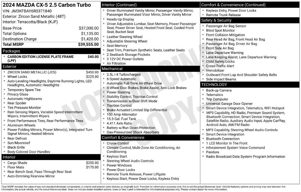 2024 Mazda Mazda CX-5 2.5 Carbon Turbo