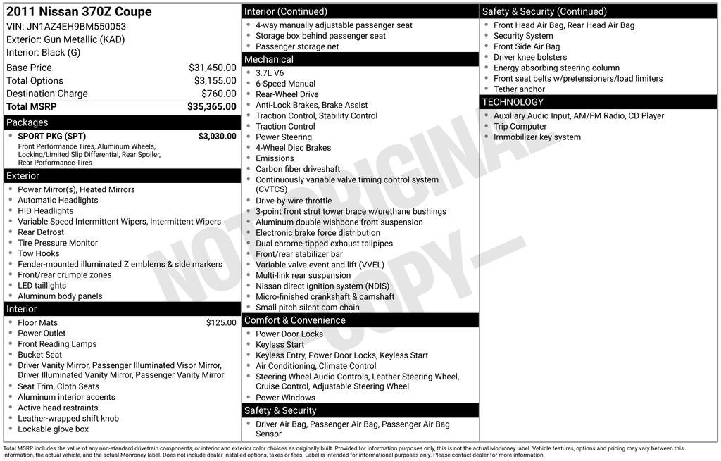 2011 Nissan 370Z Base